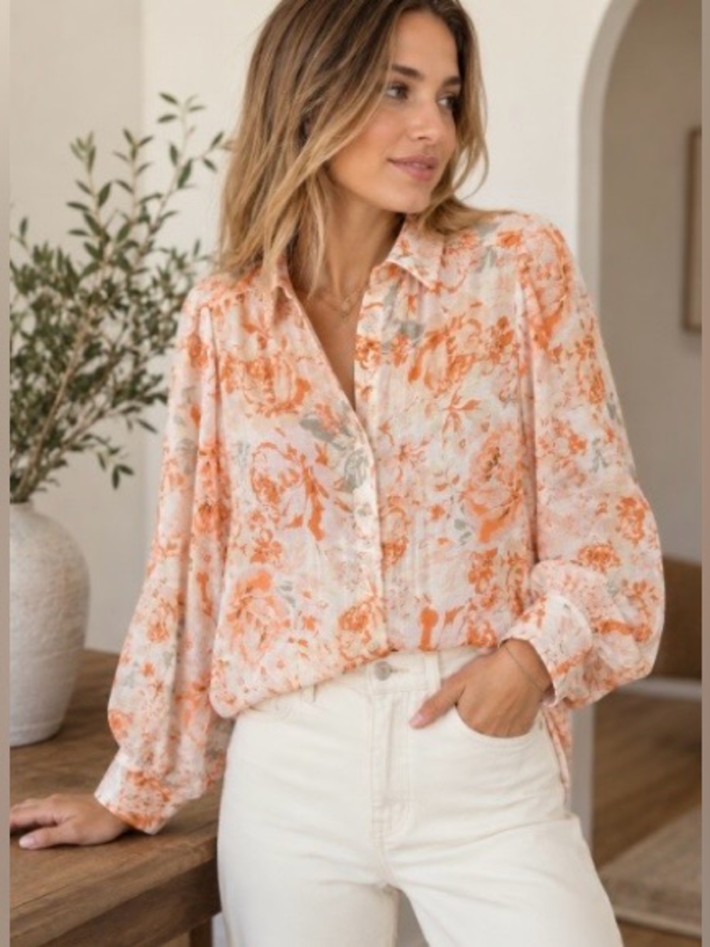 The Korner Floral Button-Up Blouse | Size Small